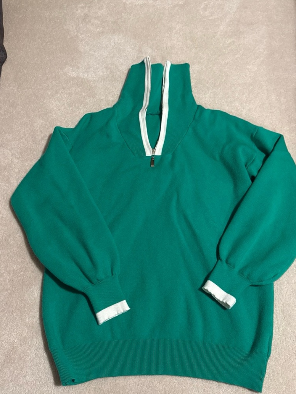 Commense Teal Green Quarter-Zip Turtleneck Sweater